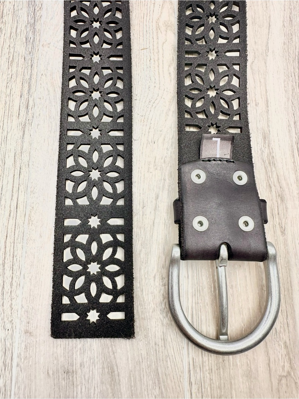 Lucky Brand Brown Leather Cutout Perferrated Boho Belt 90s Y2K | Size L - Picture 6 of 11
